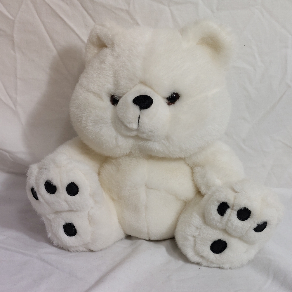 Vintage America Wego Plush White Big Foot Teddy Bear Stuffed Animal Toy 9"